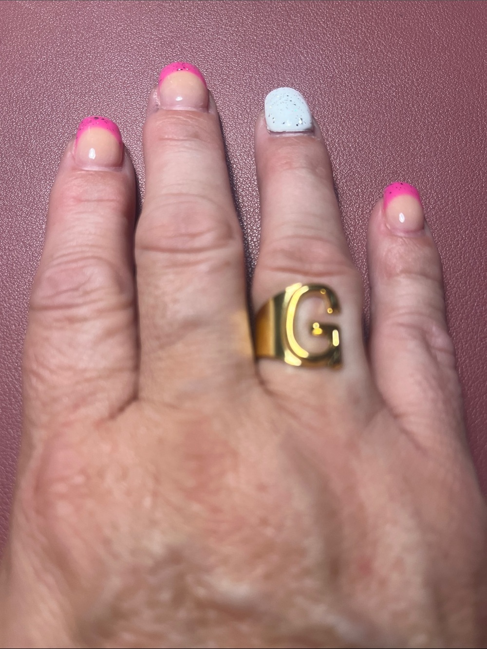 Plunder Polished Gold Initial 'G' Statement Ring
